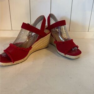Lucky Brand Red Wedge Sandals
